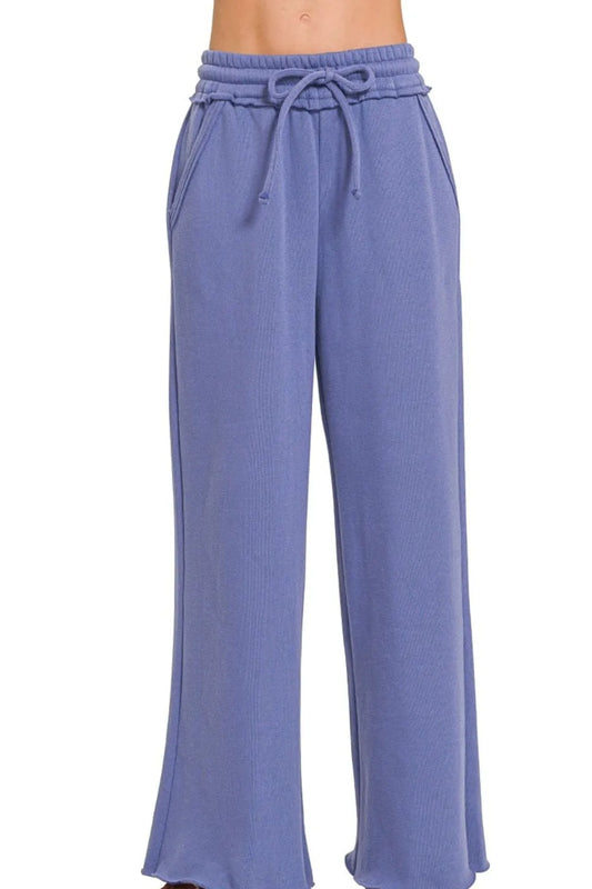 Fleece Exposed Seam Sweatpants – Wide-Leg, Cozy & Effortlessly Stylish
